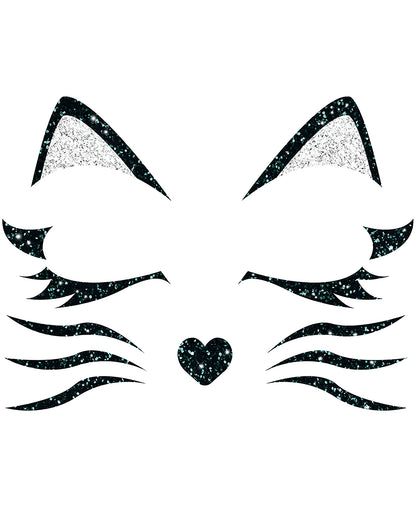 Schwarze Katze Glitter Gesichts-Aufkleber