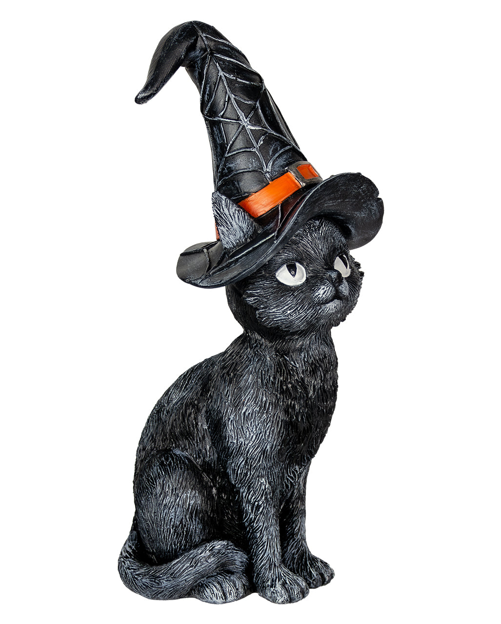 Schwarze Katze mit geknicktem Hexenhut 25cm