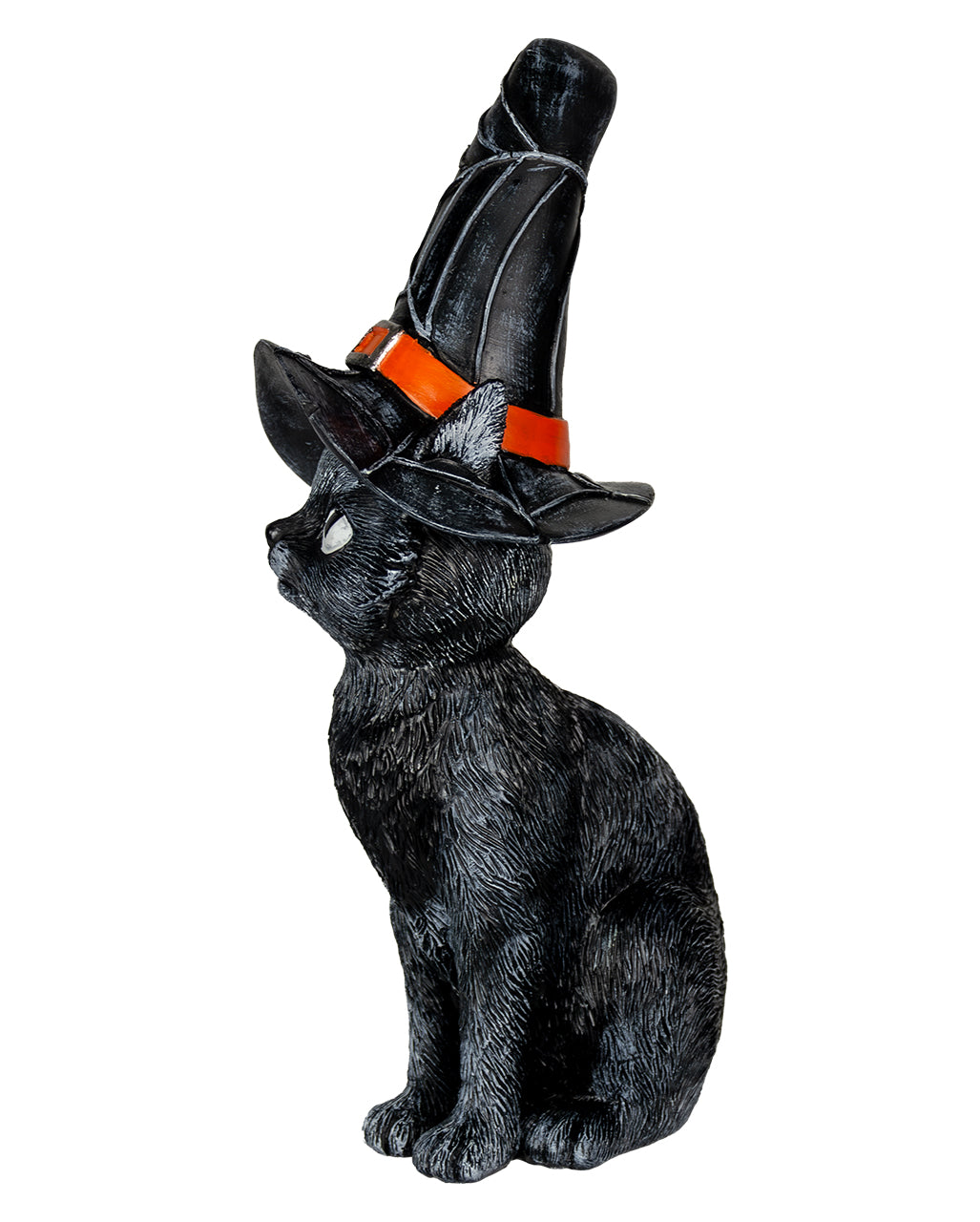 Schwarze Katze mit geknicktem Hexenhut 25cm