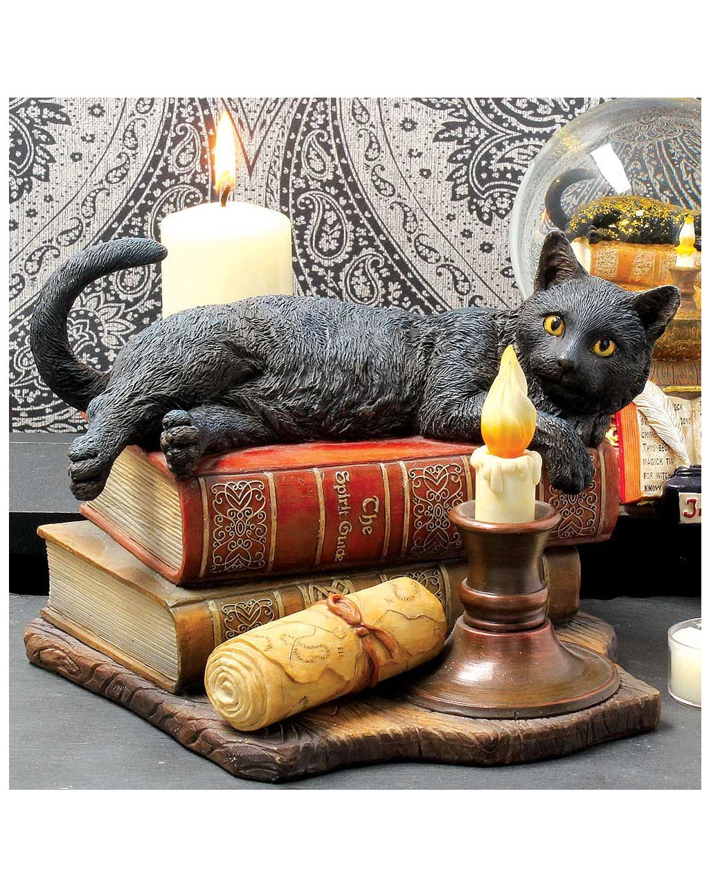 Schwarze Katze mit Hexenbüchern 20,5cm