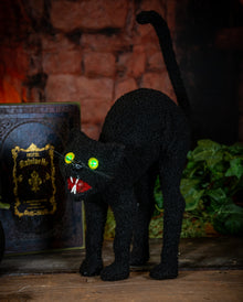 Schwarze Katze mit LED Augen & Katzenbuckel 32cm