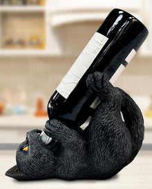 Schwarze Katze Weinflaschenhalter 24cm