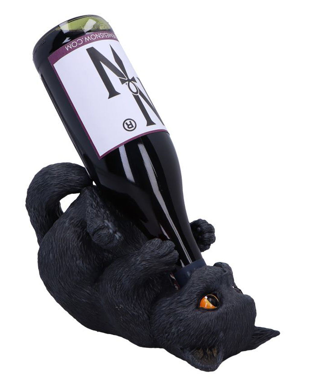 Schwarze Katze Weinflaschenhalter 24cm