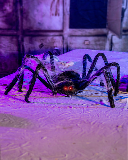Schwarze Laufende Spinne mit Licht & Sound 99cm Ø