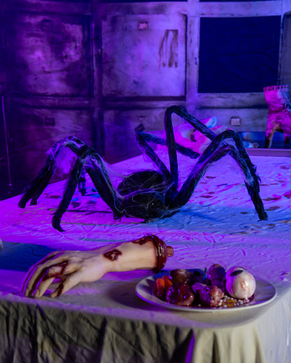 Schwarze Laufende Spinne mit Licht & Sound 99cm Ø