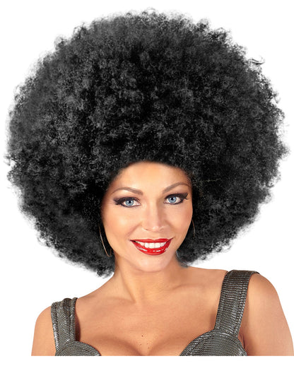 Schwarze Mega Afro Perücke Unisex