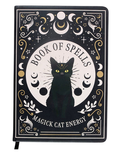 Schwarze Mystic Katze A5 Notiz & Tagebuch mit Stift