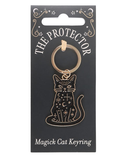 Schwarze Mystik Katze Schlüsselanhänger