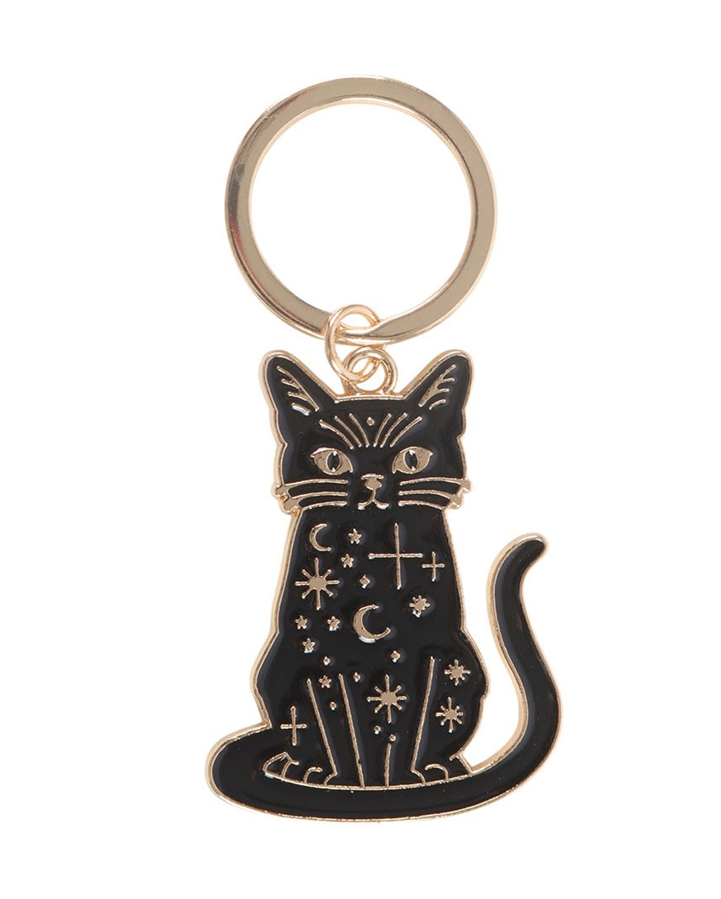 Schwarze Mystik Katze Schlüsselanhänger