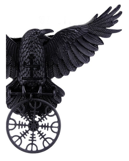 Schwarze Raben Halskette mit Rune