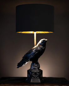 Schwarze Raben Tischlampe mit Lampenschirm 60cm