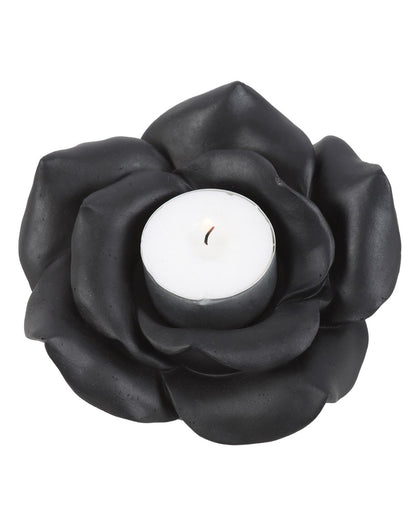 Schwarze Rose als Gothic-Teelichhalter 11cm