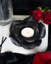 Schwarze Rose als Gothic-Teelichhalter 11cm
