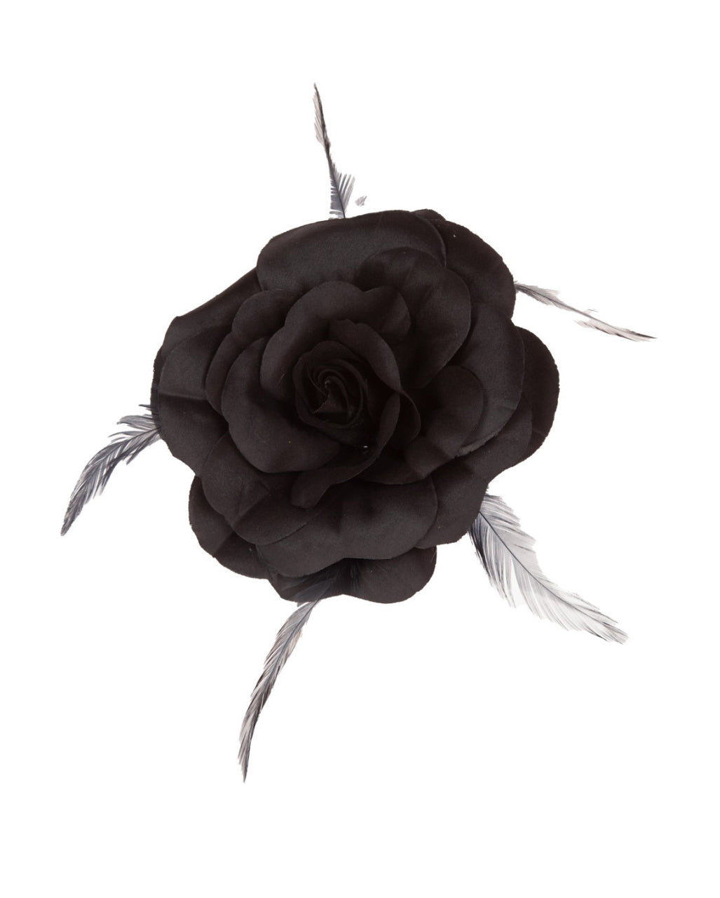Schwarze Rose mit Haarclip & Haargummi