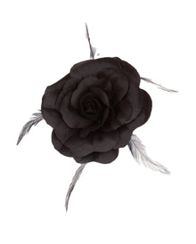 Rosa Negra Con Pinza De Pelo Y Corbata De Pelo