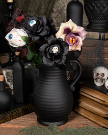 Schwarze Rose mit Totenkopf in der Blüte 42cm