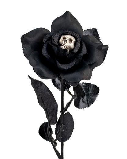 Black Rose With Skull In The Blossom 42cm