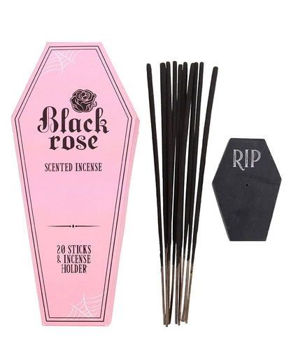 Black Rose Incense Sticks With Coffin Holder