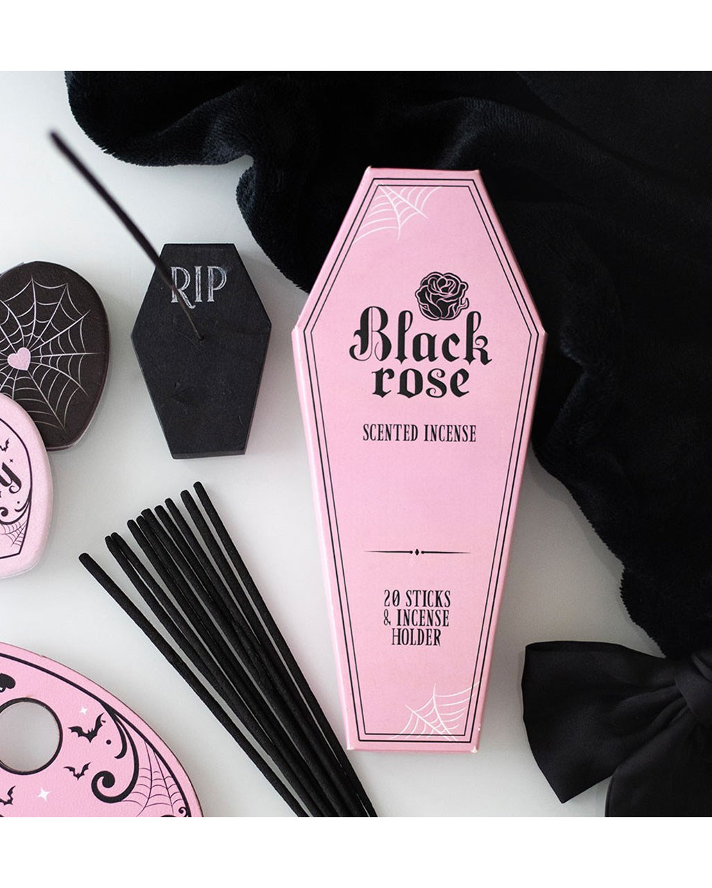 Black Rose Incense Sticks With Coffin Holder