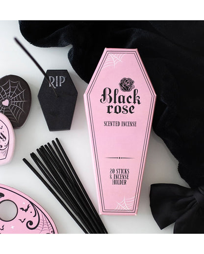 Black Rose Incense Sticks With Coffin Holder