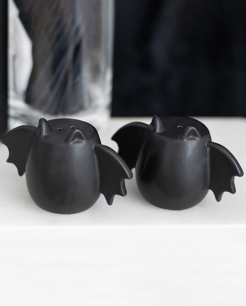 Black Salt & Pepper Shakers With Bat Wings 2 Pcs.