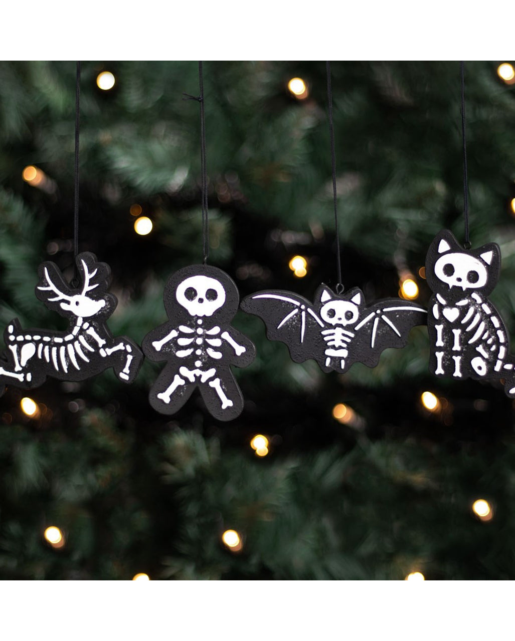 Schwarze Skelett-Keks-Ornamente 4 St.
