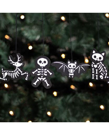 Schwarze Skelett-Keks-Ornamente 4 St.