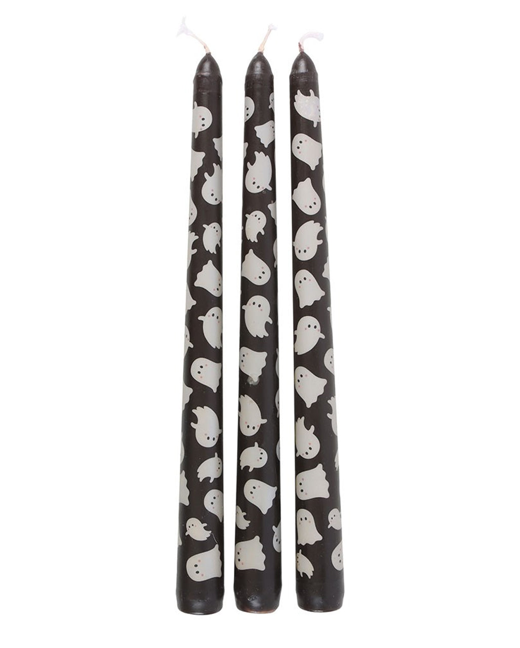 Schwarze Spitzkerzen mit Geister Motiv 3 St.