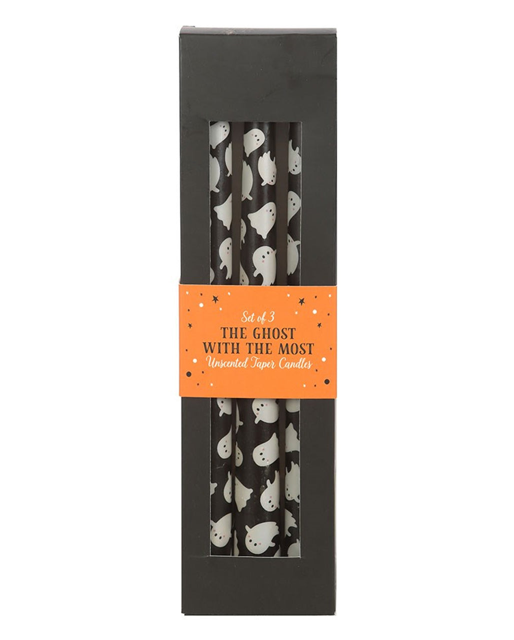 Schwarze Spitzkerzen mit Geister Motiv 3 St.