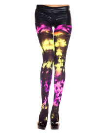 Strumpfhose schwarz mit buntem Batik Muster