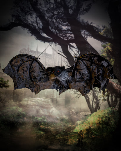 Schwarze Vampir Fledermaus mit Fetzenflügel 60cm