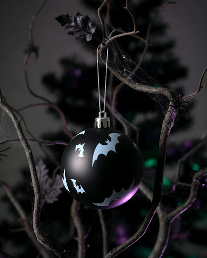 Schwarze Weihnachtskugeln mit Fledermäusen Ø 6cm