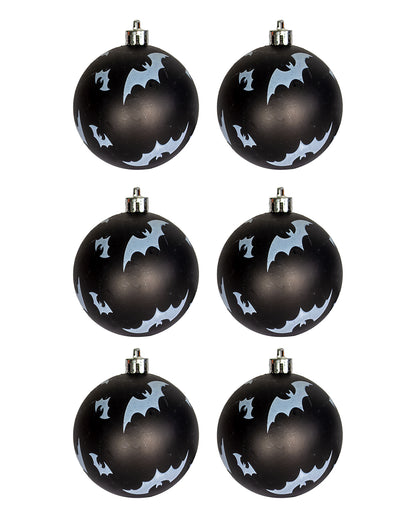Schwarze Weihnachtskugeln mit Fledermäusen Ø 6cm