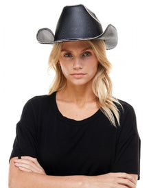 Schwarzer Cowboyhut mit Neon Beleuchtung