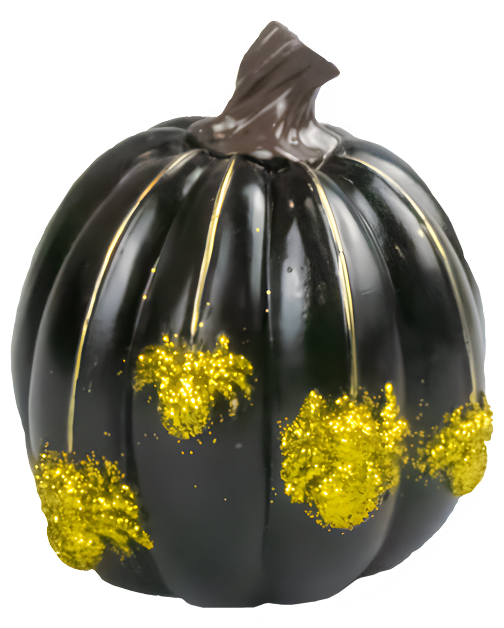 Citrouille Noire Décorative Avec Paillettes Araignées 9,5cm