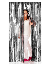 Fringe Door Curtain Foil Black 2x1 M