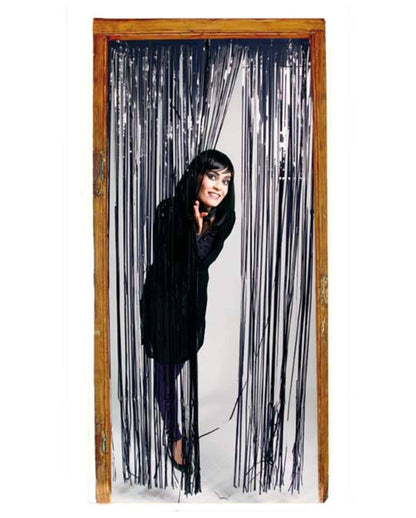 Fringe Door Curtain Foil Black 2x1 M