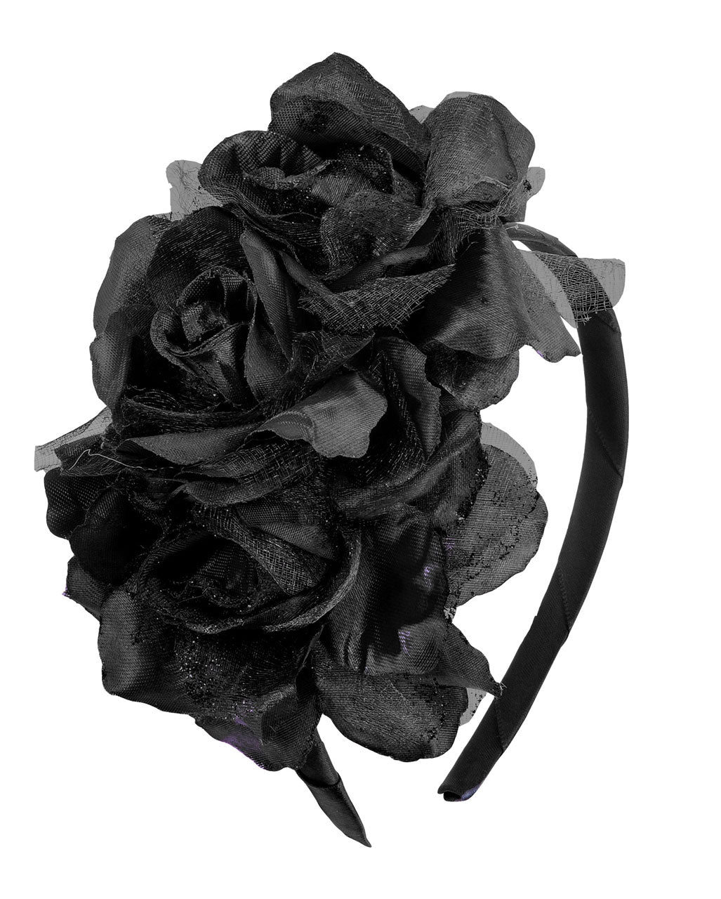Schwarze Glitter Rosen Haarreif