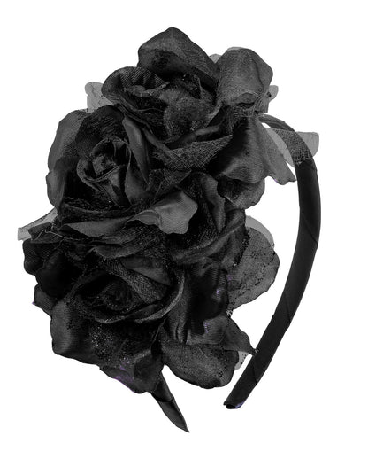 Schwarze Glitter Rosen Haarreif
