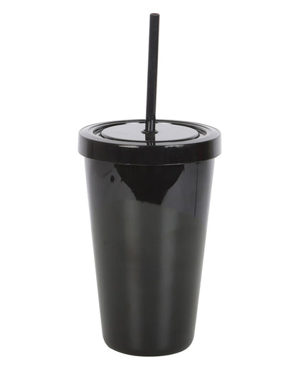 Schwarzer "Goth Juice" Getränkebecher mit Strohhalm
