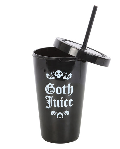 Schwarzer "Goth Juice" Getränkebecher mit Strohhalm
