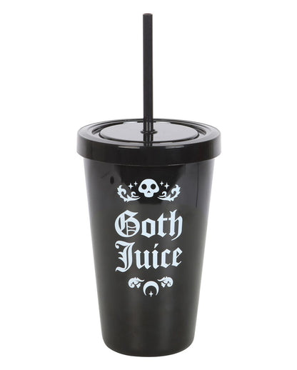 Schwarzer "Goth Juice" Getränkebecher mit Strohhalm