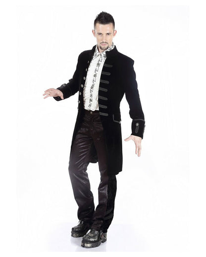 Schwarzer Samt Gothic Herren Mantel Aristokrat
