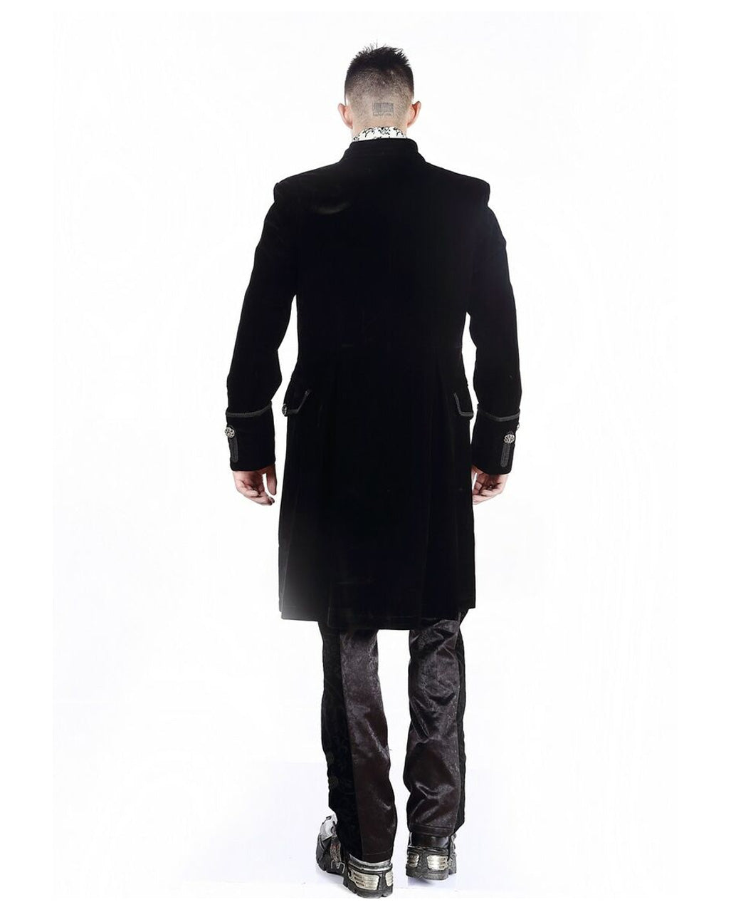 Schwarzer Samt Gothic Herren Mantel Aristokrat
