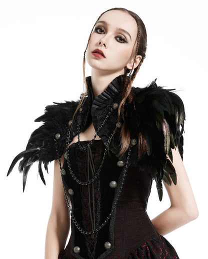 Gothic Bolero mit schwarzen Federn