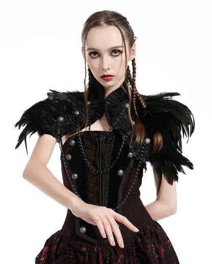 Gothic Bolero mit schwarzen Federn