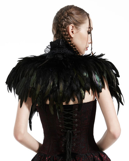 Gothic Bolero mit schwarzen Federn