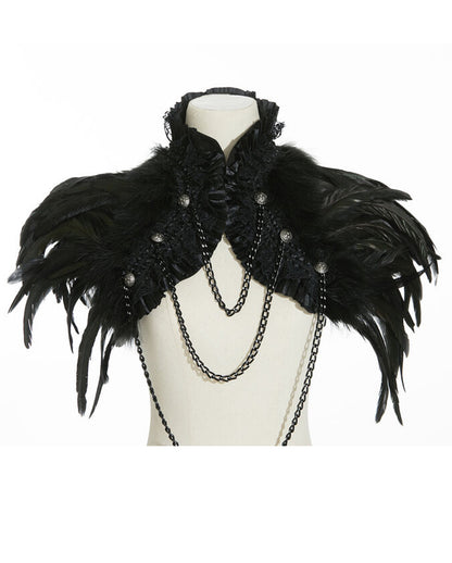 Gothic Bolero mit schwarzen Federn