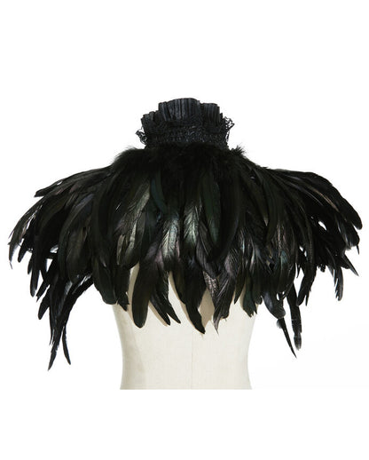 Gothic Bolero mit schwarzen Federn