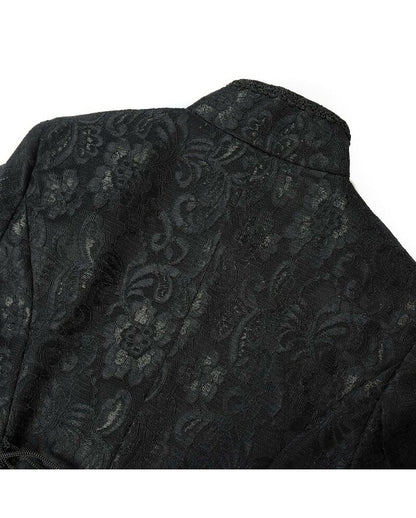 Schwarzer Langer Gothic Damenmantel mit Spitze